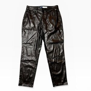 Old Navy OG Straight High-Rise Faux Leather‎ Pants Black Womens 12 Moto Party